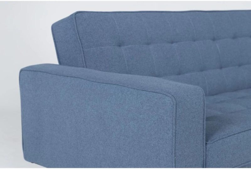 Futons |   Petula II Blue Fabric 85″ Convertible Futon Sleeper Sofa Bed Futons Futons