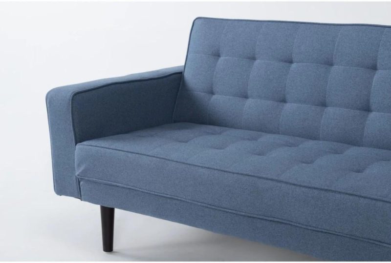 Futons |   Petula II Blue Fabric 85″ Convertible Futon Sleeper Sofa Bed Futons Futons