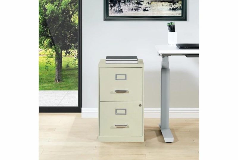 Filing Cabinets |   Tan 2 Drawer Locking Metal Filing Cabinet Filing Cabinets Filing Cabinets